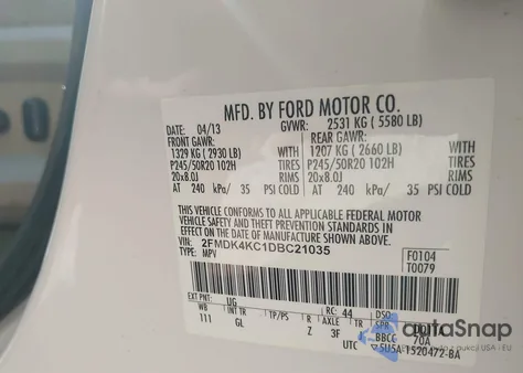 2013 Ford Edge Limited из США, поврежденный, VIN 2FMDK4KC1DBC21035